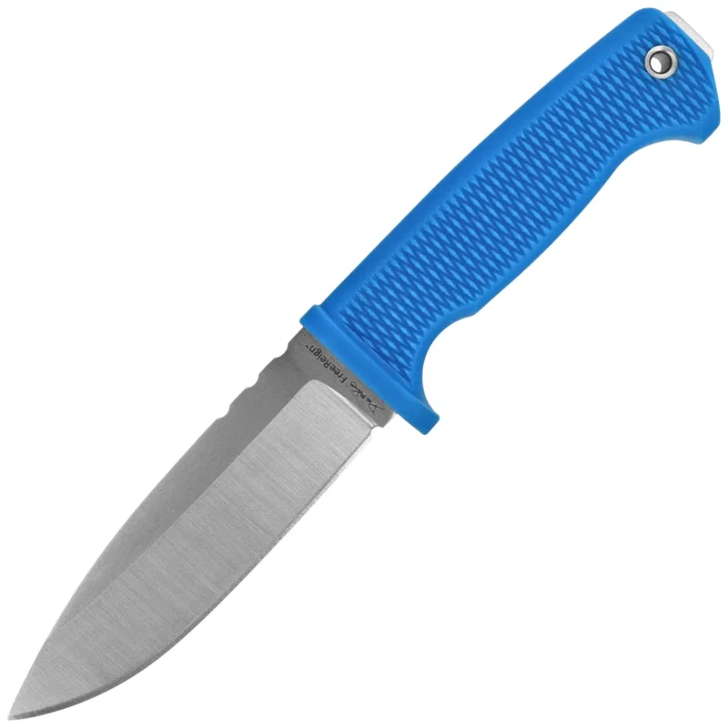 Demko FreeReign Drop Point Knife Blue Rubberized, Satin AUS10A by Andrew Demko (FR-10A-BLUE-DP) Promocja