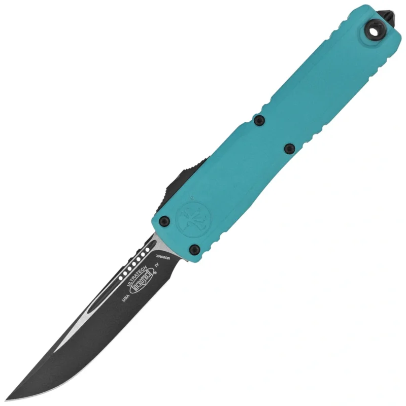 Łatwy zwrot Nóż automatyczny OTF Microtech Ultratech Gen IV S/E Cyan Aluminium, Black M390MK by Tony Marfione (11214-1CN)