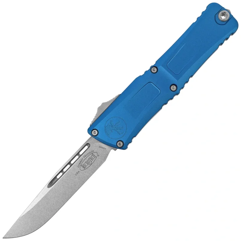 Kup online Microtech Combat Troodon Gen III S/E OTF Knife Blue Aluminum, Stonewashed M390MK by Tony Marfione (1143-10BL)