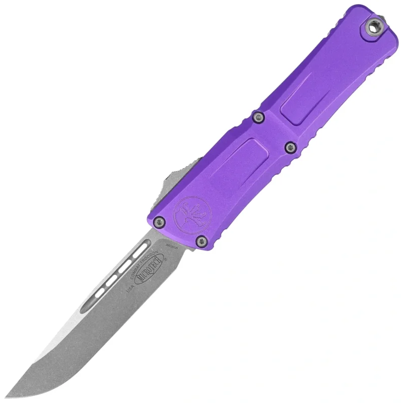 Premium Nóż automatyczny OTF Microtech Combat Troodon Gen III S/E Purple Aluminium, Apocalyptic M390MK by Tony Marfione (1143-10APPU)