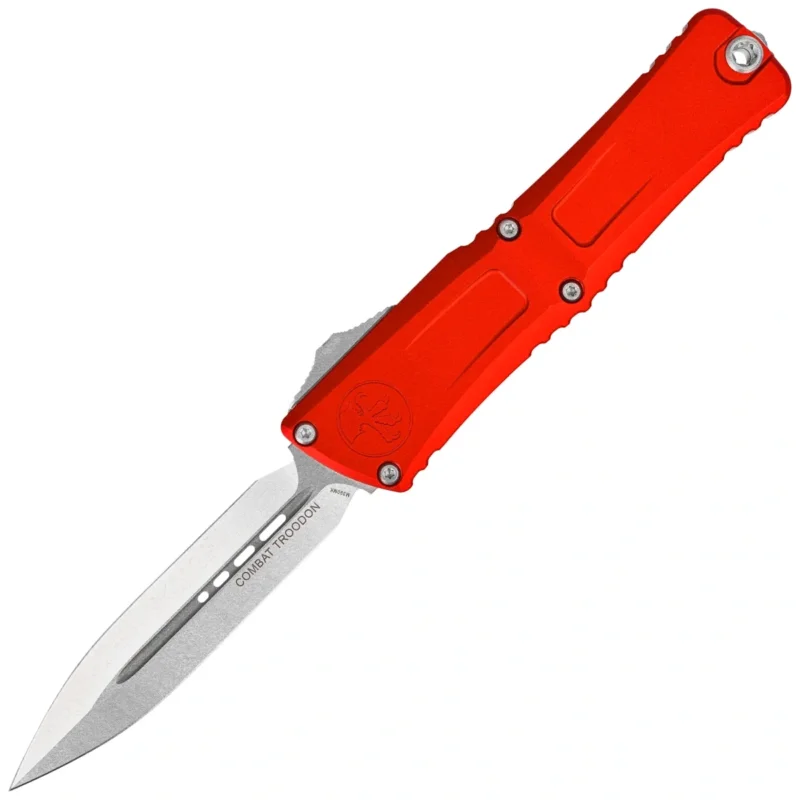 Bestseller Nóż automatyczny OTF Microtech Combat Troodon Gen III D/E Red Aluminium, Stonewashed M390MK by Tony Marfione (1142-10RD)