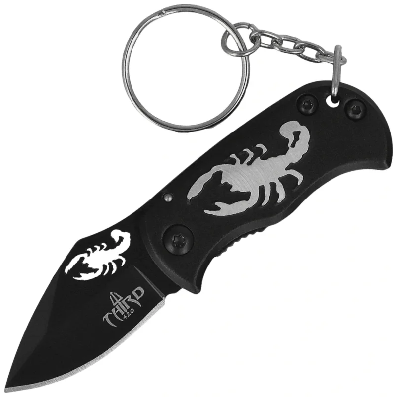 Nowy Third Decor Habitat Scorpion Knife Keychain Black Aluminum, Black 420 (N201S)