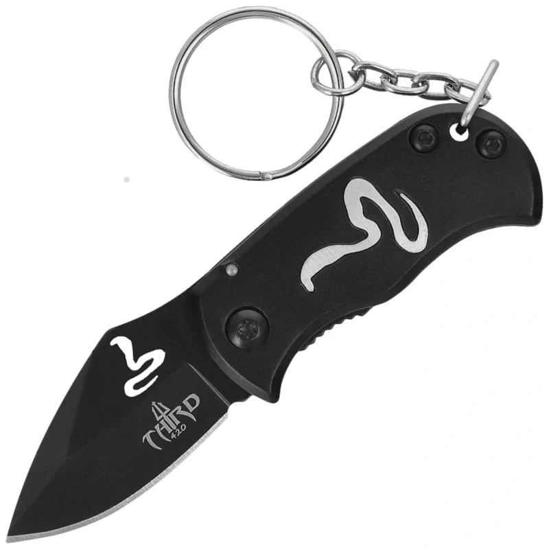 Premium Nóż składany brelok Third Decor Habitat Cobra Black Aluminium, Black 420 (N201C)