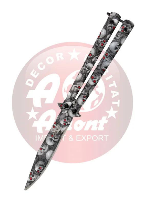 Third Decor Habitat Balisong Knife Skulls Camo Stainless Steel, Skull Camo 420 (TH-K0825) Ostatnie sztuki