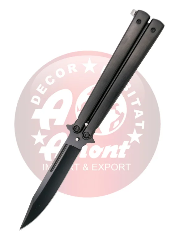Third Decor Habitat Balisong Knife Black Stainless Steel, Black 420 (TH-24690) Dostępne od ręki