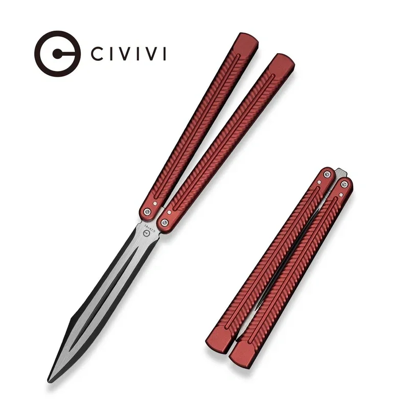 Najlepsza cena Nóż treningowy motylek Civivi Dracolisk Burgundy Aluminium, Black Stonewashed / Satin 9Cr18MoV (C25028-3)