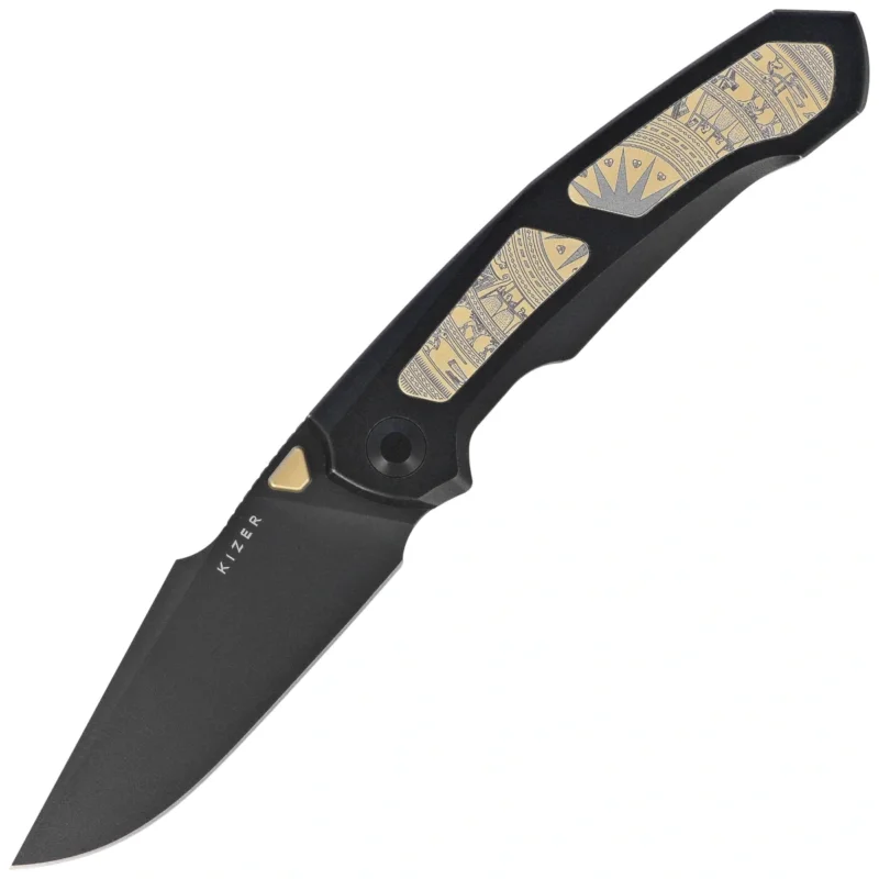 Kizer Feweed XL Knife Black Titanium / Gold Aluminum, Matte DLC Ultra S90V by Vu Huynh Nam Anh (Ki4694A1) Obniżka ceny