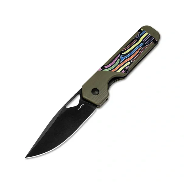 Kizer Militaw Knife Olive Green-Party Steamers G10, Black Nitro-V by Jonathan Styles (V3634A3) Do wyczerpania zapasów