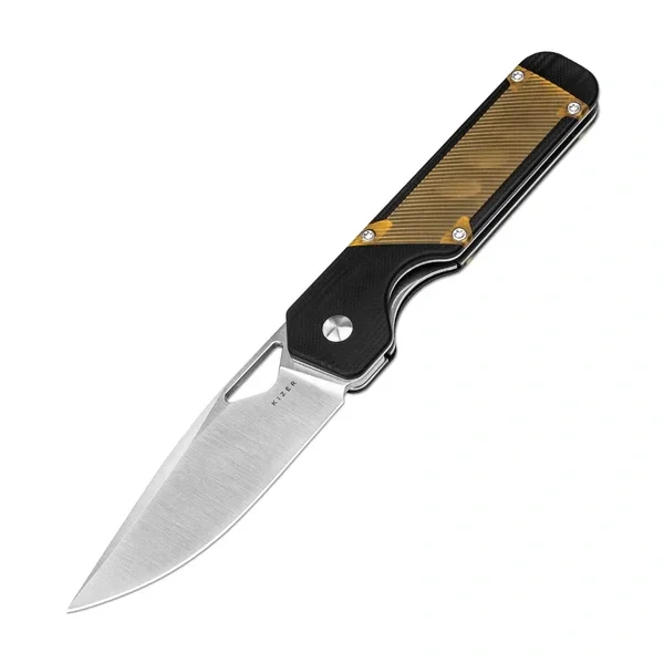 Popularny Kizer Militaw Knife Black G10 / Yellow PEI, Satin 154CM by Jonathan Styles (V3634C1)