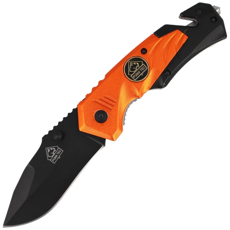 Nóż składany ratowniczy Puma Solingen Black / Orange Aluminium, Black Coated (333811) Wyprzedaż