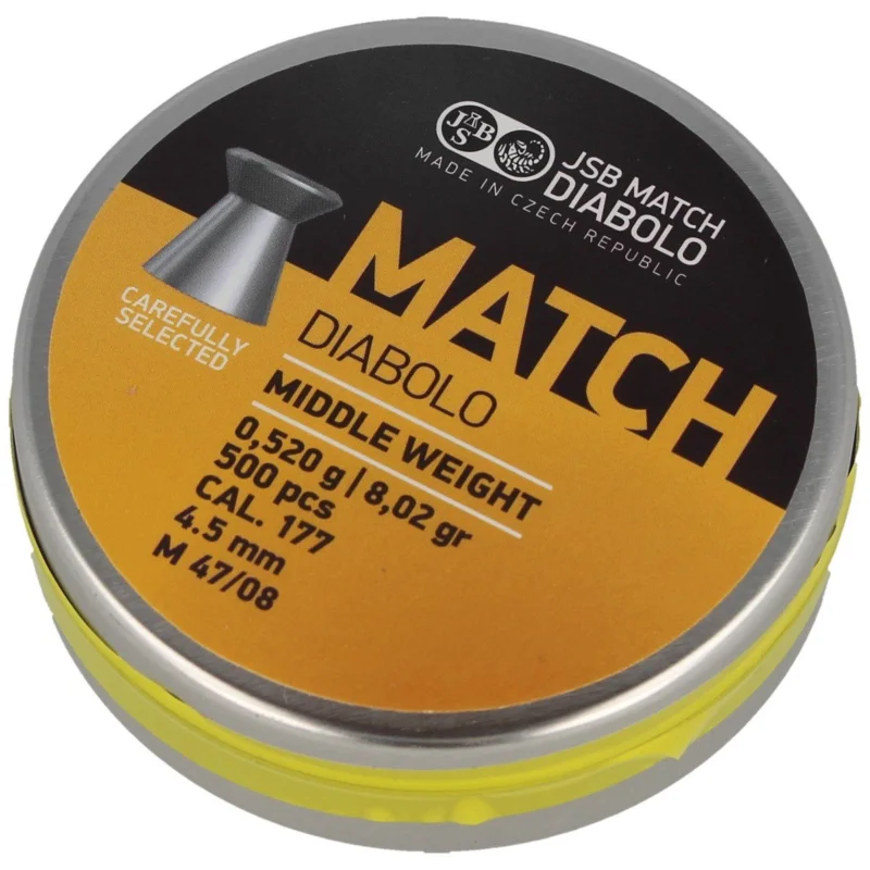 Ostatnie sztuki JSB Match Middle Weight Pellets 4.51 mm, 500 pcs (000016-500)
