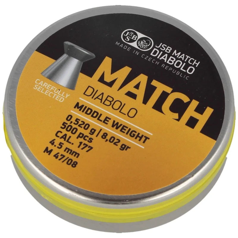 Hit sprzedaży JSB Match Middle Weight Pellets 4.52 mm, 500 pcs (000020-500)