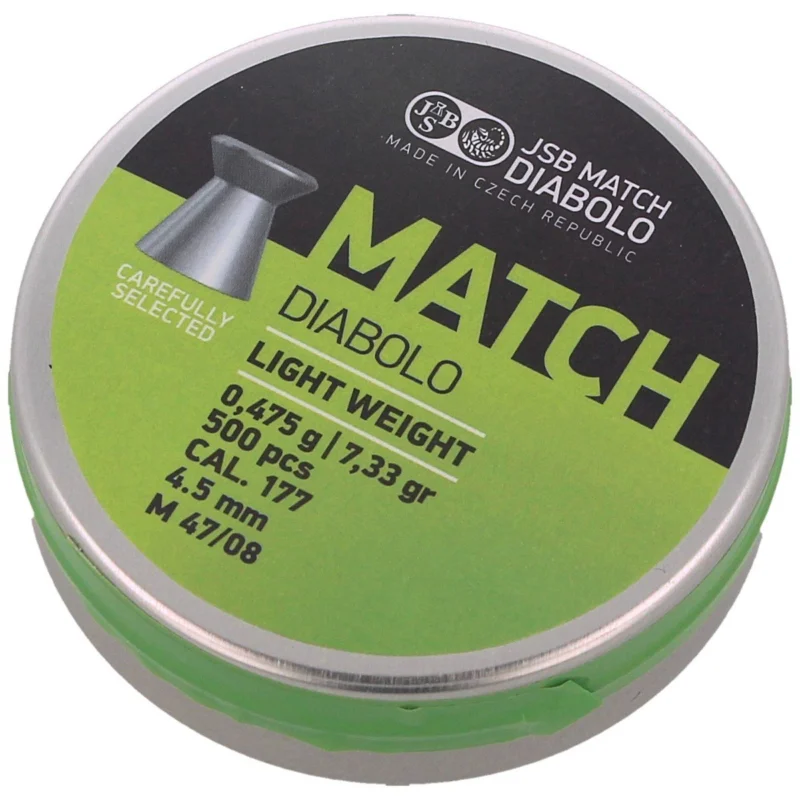 JSB Match Diabolo Light Weight Pellets 4.49 mm, 0.475 g, 500 pcs (000004-500) Szybka wysyłka