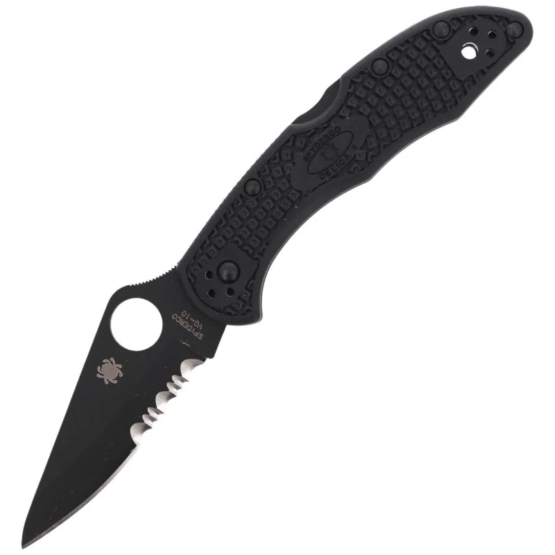 Wyprzedaż Spyderco Delica 4 FRN Black/Black Blade CombinationEdge Knife (C11PSBBK)