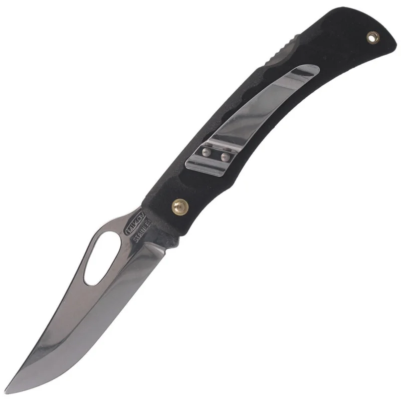 Mikov Crocodile Black ABS Folding Knife, Mirror Finish with Clip (243-NH-1/B BLACK/CLIP) Bezpieczna płatność