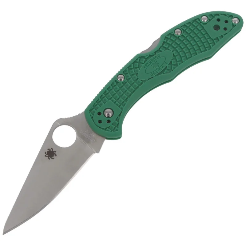 Spyderco Delica 4 FRN Green Flat Ground PlainEdge Knife (C11FPGR) Bezpieczna płatność