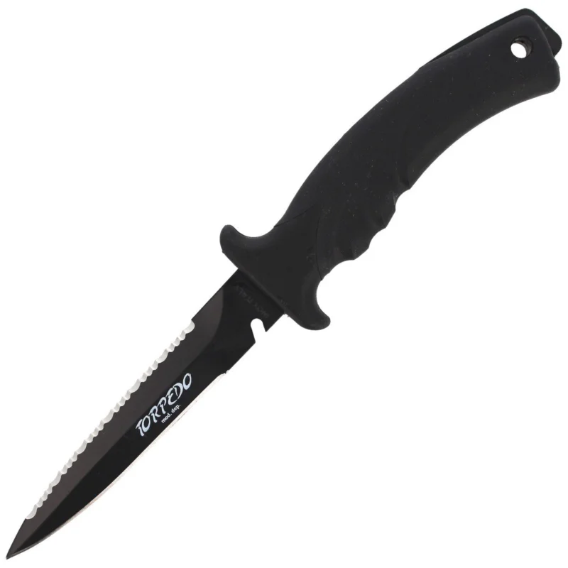 Łatwy zwrot MAC Torpedo 11 BE Diving Knife Black PP-TPE, Black Idroglider W 1.4060