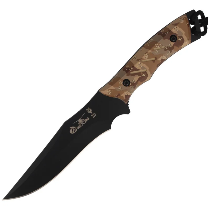 Łatwy zwrot Muela Typhoon-DES.N Desert Camo Soft Touch, Black X50CrMoV15 knife