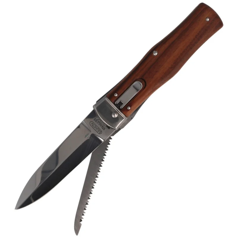 Wyjątkowa oferta Nóż sprężynowy Mikov Predator Palisander Wood z Piłą (241-ND-2/KP)