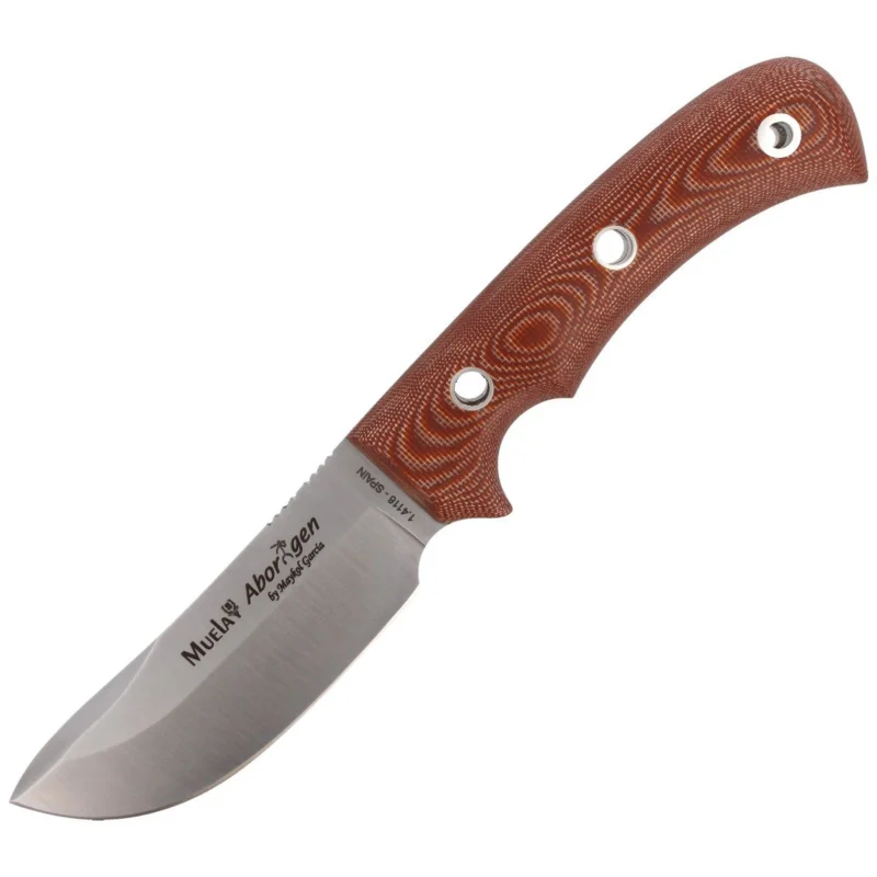Sprawdź teraz Muela Aborigen-12C Brown Canvas Micarta Knife, Satin X50CrMoV15 by Maykol Garcia