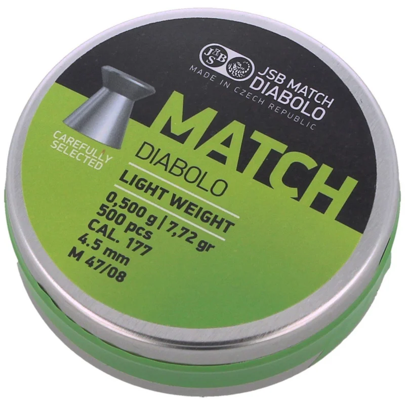 Obniżka ceny JSB Match Light Weight Pellets 4.51 mm, 0.500 g, 500 pcs (000005-500-5)