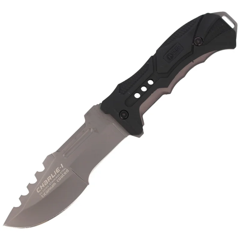 Nóż K25 Charlie I Black-Grey Aluminium, Titanium Coated (32123) Taniej