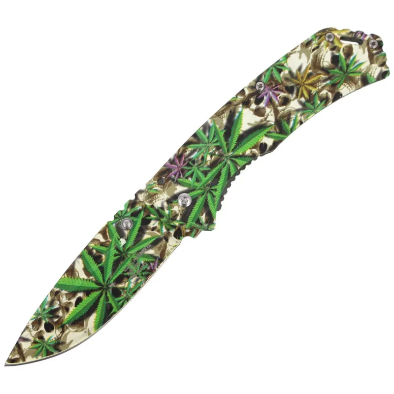 Herbertz CJH Knife with 3D Skulls/Hemp Leaves Print, Colorful 420 (581712) Bezpieczne zakupy