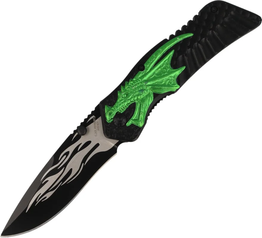 Dostępne od ręki Herbertz Solingen Green Dragon Pocket Knife Drop Point 90mm (582012)