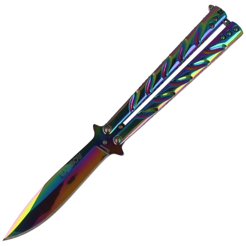 Wybór klientów Nóż motylek Martinez Albainox Balisong, Rainbow Finish (02103)