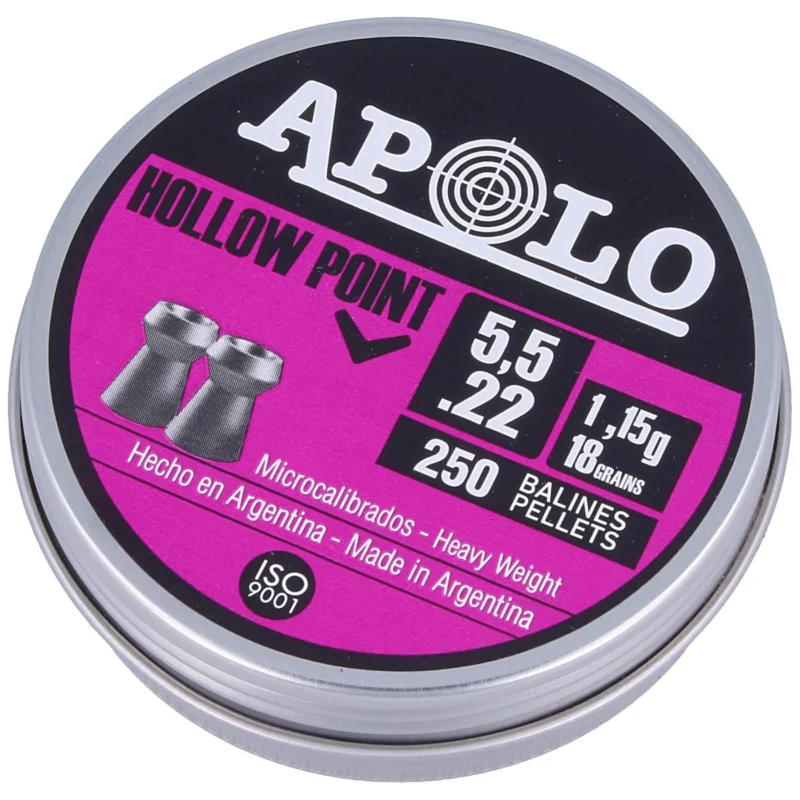 Apolo Hollow Point AirGun Pellets .22/5.5mm, 250 psc 1.15g/18.0gr (19701) Tylko dziś