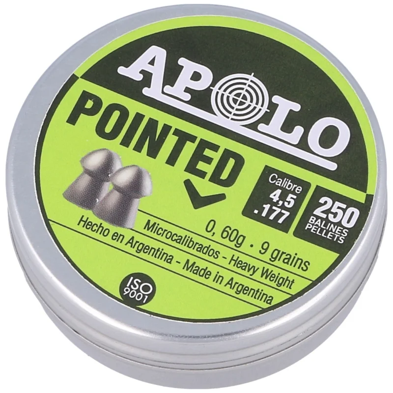 Zamów teraz Apolo Pointed AirGun Pellets .177 / 4.5 mm, 250 pcs 0.60g/9.0gr (19102)