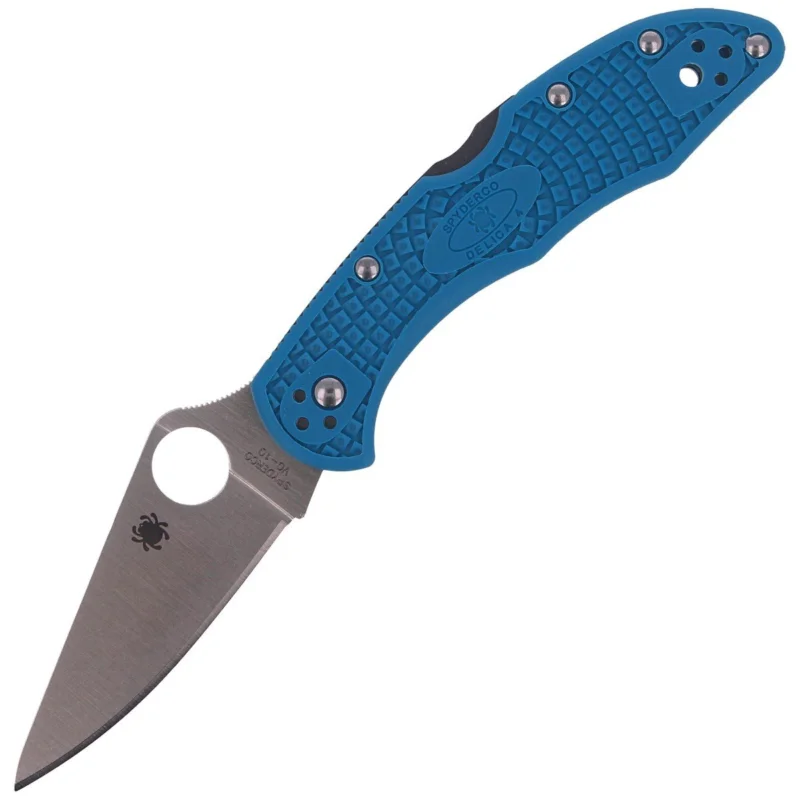 Nowość Spyderco Delica 4 FRN Blue Flat Ground PlainEdge Knife (C11FPBL)