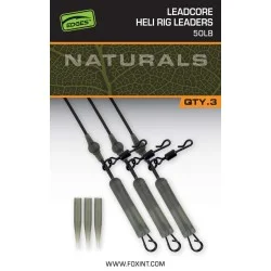 Nowość Zestaw Helikopterowy Fox Naturals Leadcore Heli Rig Leaders 50lb (3szt.)