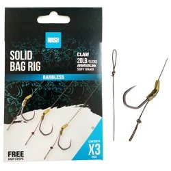 Przypon Nash Solid Bag Rig Barbless 20lb (3szt.) Dostępne od ręki