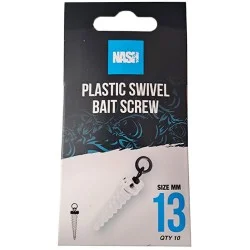 Szybka dostawa Wkrętka do przynęt z mikrokrętlikiem Nash Plastic Swivel Bait Screw 13mm (10szt.)