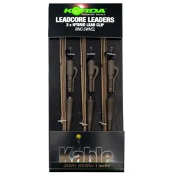 Zestaw z bezpiecznym klipsem Korda Hybrid Lead Clip Leadcore Leaders 100cm, Gravel Brown (3szt.) Niska cena