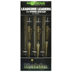 Zestaw z bezpiecznym klipsem Korda Leadcore Leader Hybrid Lead Clip QC 100cm, Weed/Silt (3szt.) Kup online
