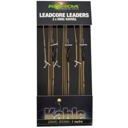 Darmowa dostawa Przypon Korda Ring Swivel Leadcore Leaders 100cm, Gravel Brown (3szt.)