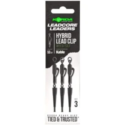Zestaw z bezpiecznym klipsem Korda Kable Leadcore Leader Hybrid Lead Clip 50cm, Weed/Silt (3szt.) Oferta czasowa