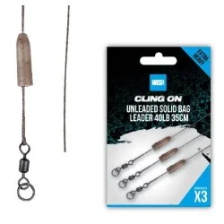 Wyprzedaż Przypon Nash Cling On Unleaded Solid Bag Leader 40lb/35cm (3szt.)