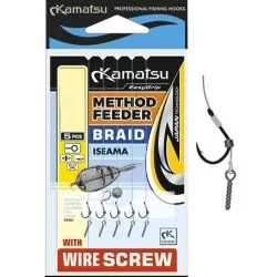 Dostępne od ręki Przypon Kamatsu Method Feeder Braid Iseama with Wire Screw 10cm (5szt.)