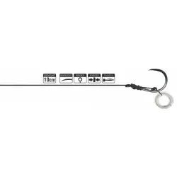 Przypon Traper Hikara Method Feeder Select Ring Barbless Black Chrome 10cm/25lb (5szt.) Popularny